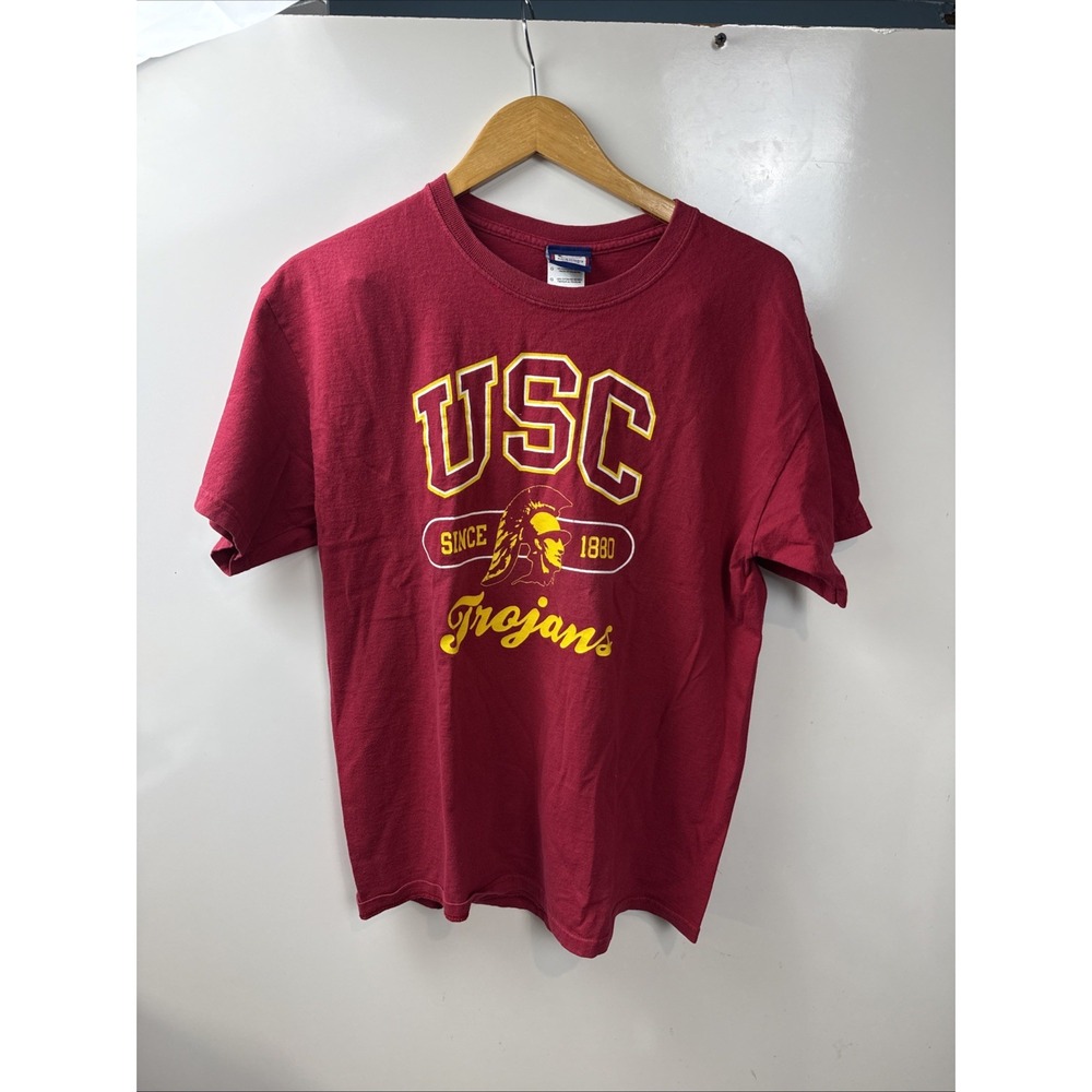 USC Trojans Shirt Mens L Cadre Athletic Maroon Graphic Print Short Sleeve Y2K